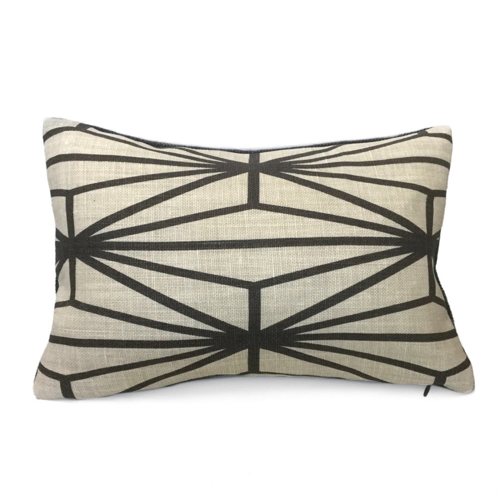 Kelly Wearstler Katana Ebony Geometric Lee Jofa Groundworks Designer Linen Pillow Cover