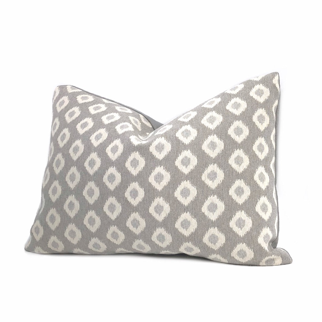 Gray Cream Ikat Dots Pillow Cover For 20x20 Inserts Cushion Pillow Case Euro Sham 16x16 18x18 20x20 22x22 24x24 26x26 28x28 Lumbar Pillow 12x18 12x20 12x24 14x20 16x26 by Aloriam