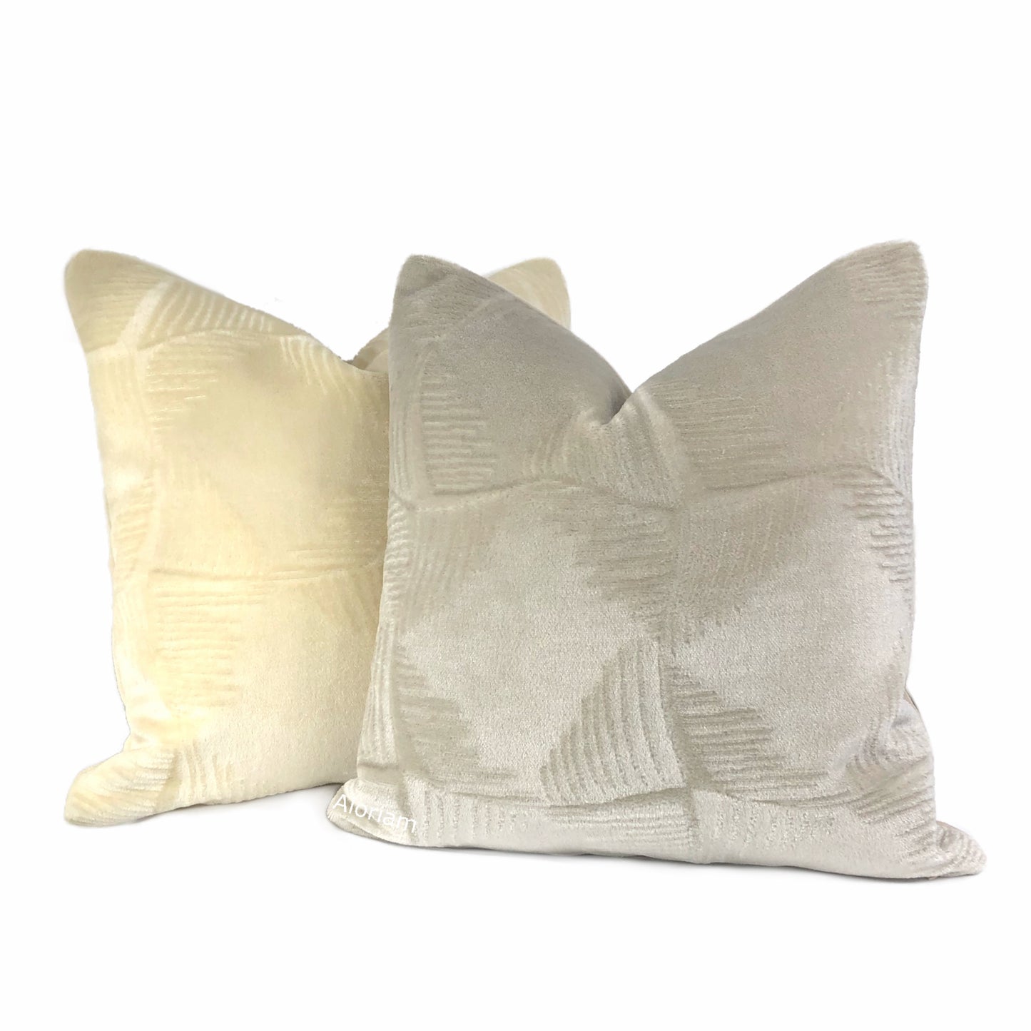 Ludlow Cream Mohair Velvet Pillow Cover (Brunschwig & Fils Fabric available by the Yard)