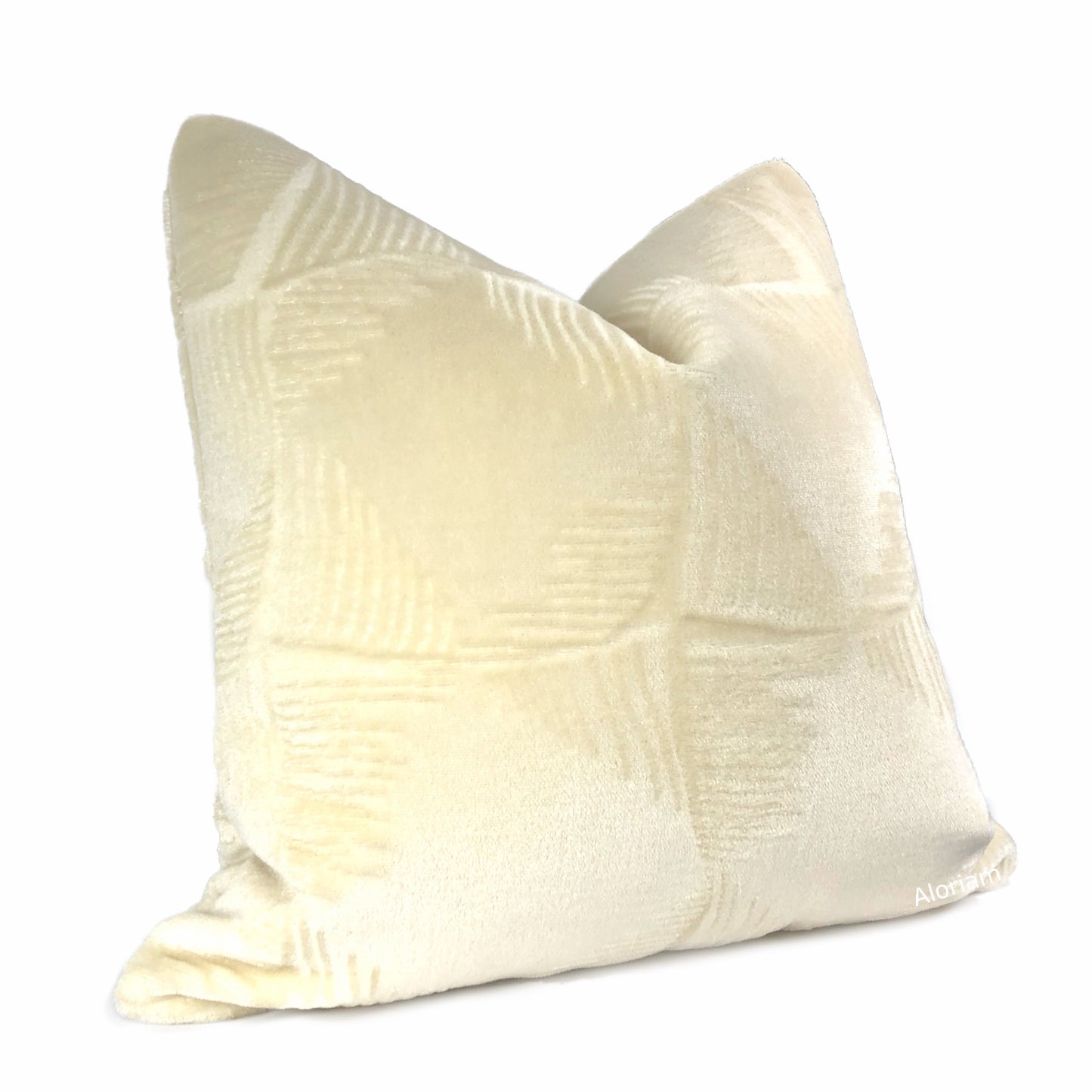 Ludlow Cream Mohair Velvet Pillow Cover (Brunschwig & Fils Fabric available by the Yard)