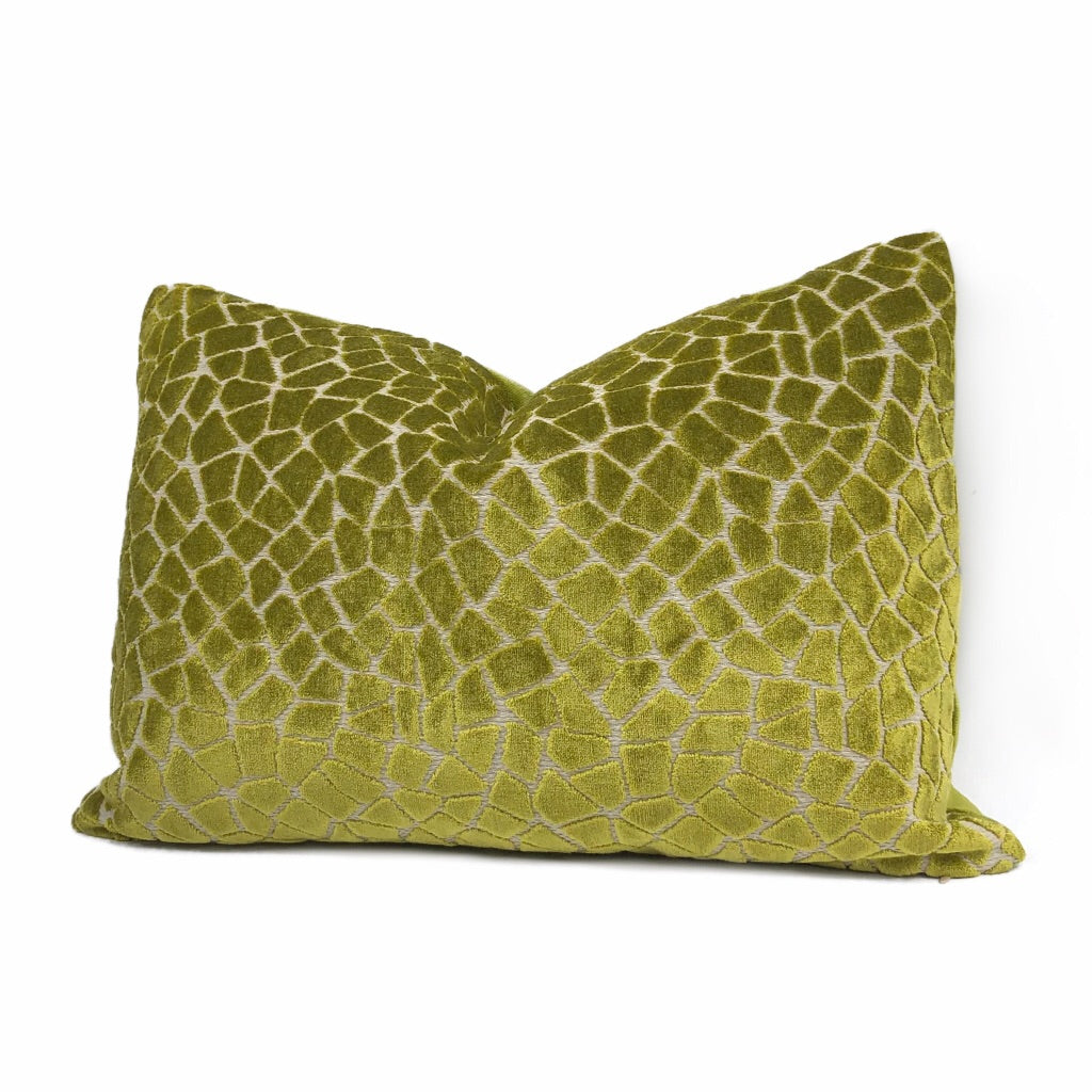 Pindler Soren Lime Green Mosaic Pattern Cut Velvet Pillow Cover