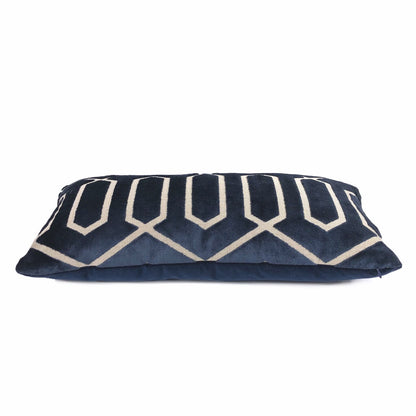 Robert Allen Bengal Lattice Geometric Midnight Navy Blue Italian Cut Velvet Pillow Cover