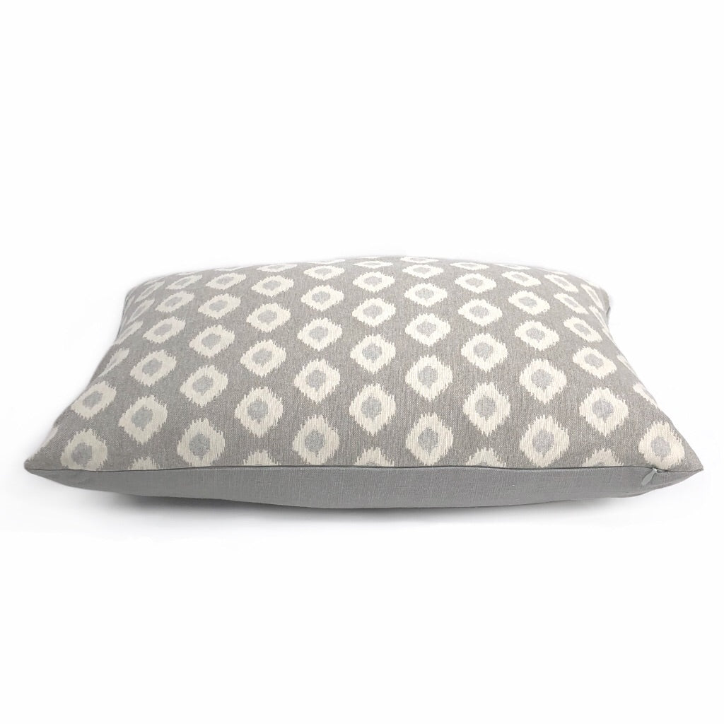 Gray Cream Ikat Dots Pillow Cover For 20x20 Inserts Cushion Pillow Case Euro Sham 16x16 18x18 20x20 22x22 24x24 26x26 28x28 Lumbar Pillow 12x18 12x20 12x24 14x20 16x26 by Aloriam