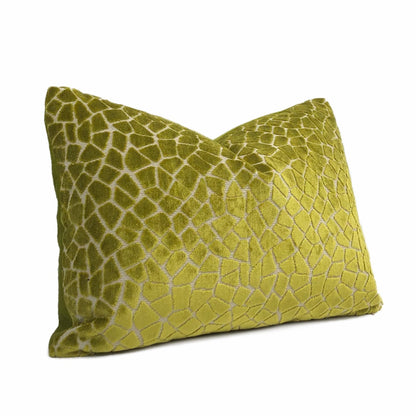 Pindler Soren Lime Green Mosaic Pattern Cut Velvet Pillow Cover