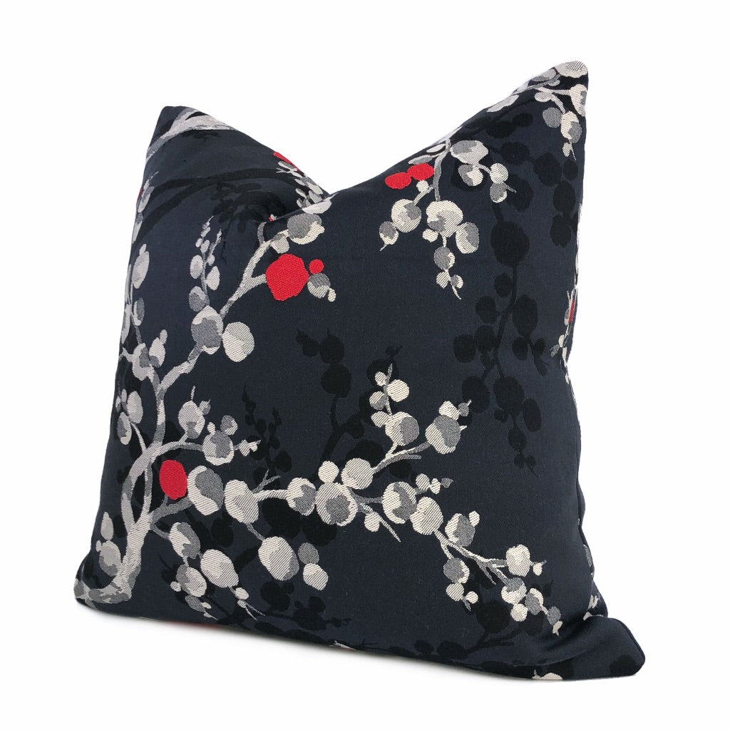 Robert Allen Masami Onyx Cherry Blossom Floral Designer Pillow Cushion Cover