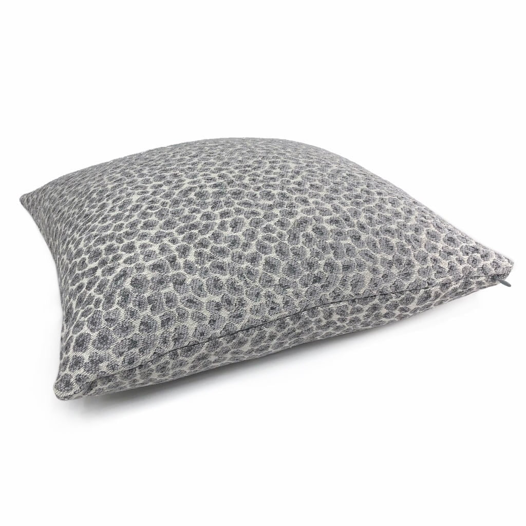 Niobe Gray Leopard Spots Chenille Pillow Cover by Aloriam