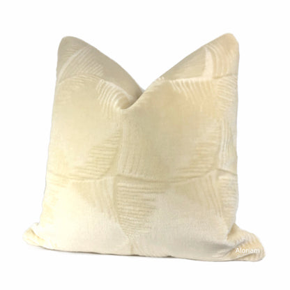 Ludlow Cream Mohair Velvet Pillow Cover (Brunschwig & Fils Fabric available by the Yard)