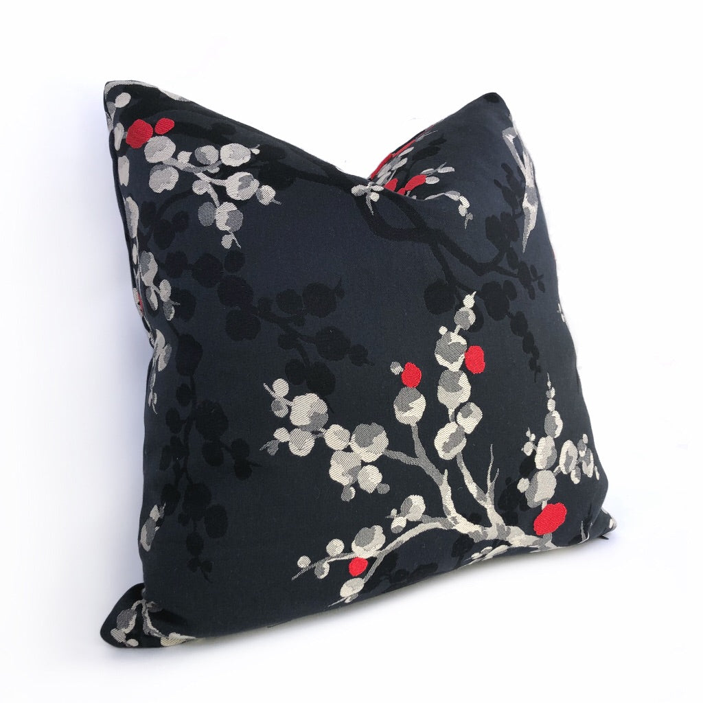 Robert Allen Masami Onyx Cherry Blossom Floral Designer Pillow Cushion Cover