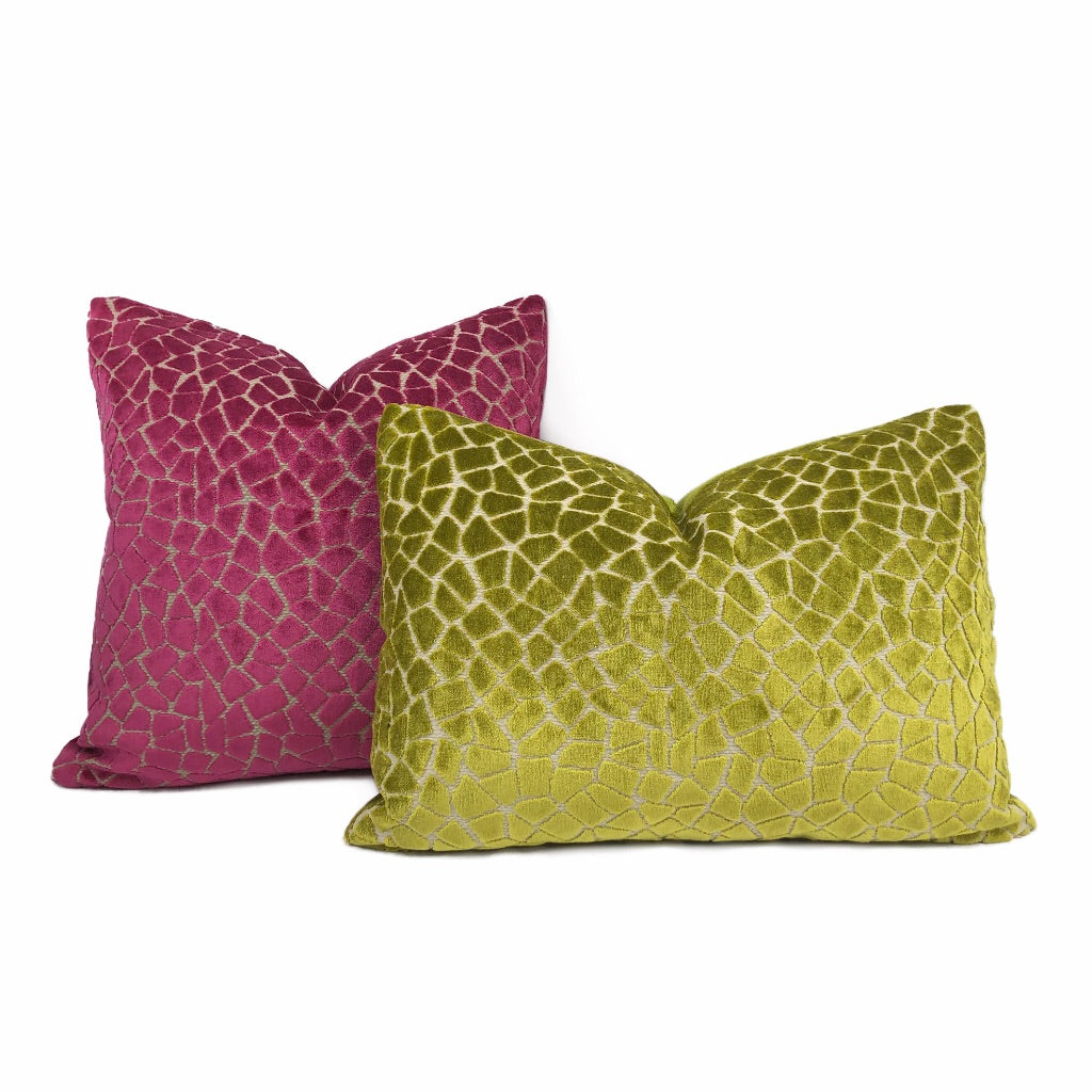 Pindler Soren Lime Green Mosaic Pattern Cut Velvet Pillow Cover