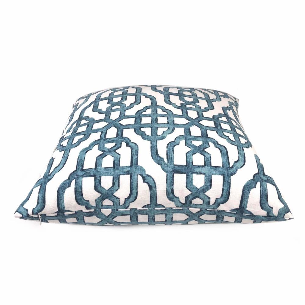 Imperial Trellis Seaside Blue White Pillow Cover (Lacefield Designs Fabric) Cushion Pillow Case Euro Sham 16x16 18x18 20x20 22x22 24x24 26x26 28x28 Lumbar Pillow 12x18 12x20 12x24 14x20 16x26 by Aloriam