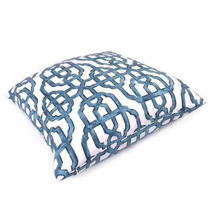 Imperial Trellis Seaside Blue White Pillow Cover (Lacefield Designs Fabric) Cushion Pillow Case Euro Sham 16x16 18x18 20x20 22x22 24x24 26x26 28x28 Lumbar Pillow 12x18 12x20 12x24 14x20 16x26 by Aloriam