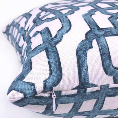 Imperial Trellis Seaside Blue White Pillow Cover (Lacefield Designs Fabric) Cushion Pillow Case Euro Sham 16x16 18x18 20x20 22x22 24x24 26x26 28x28 Lumbar Pillow 12x18 12x20 12x24 14x20 16x26 by Aloriam