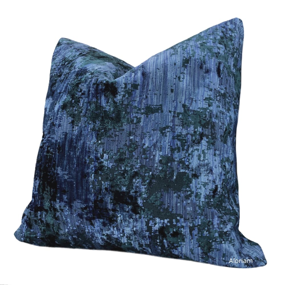 Ingram Dark Blue Green Abstract Velvet Pillow Cover - Aloriam