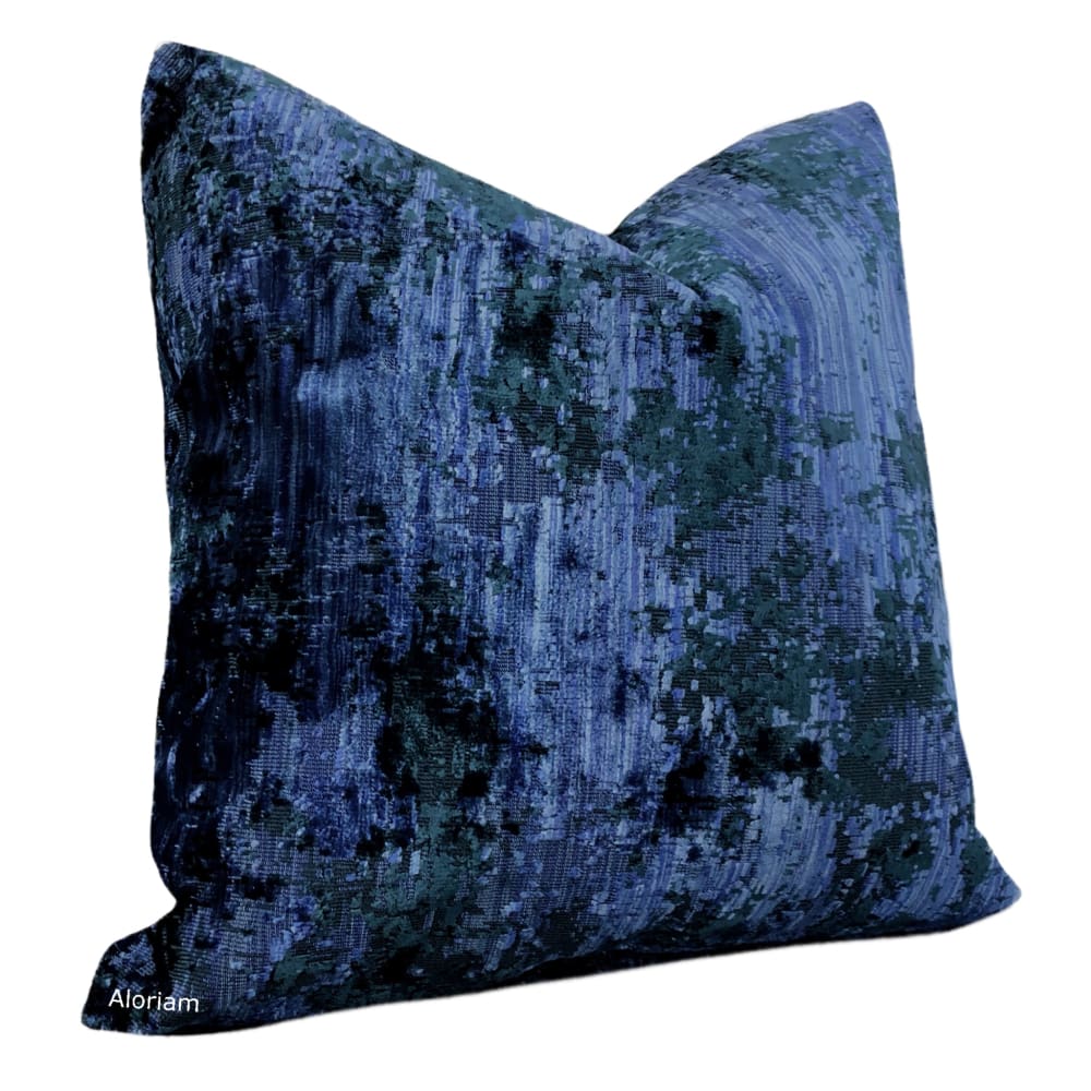 Ingram Dark Blue Green Abstract Velvet Pillow Cover - Aloriam