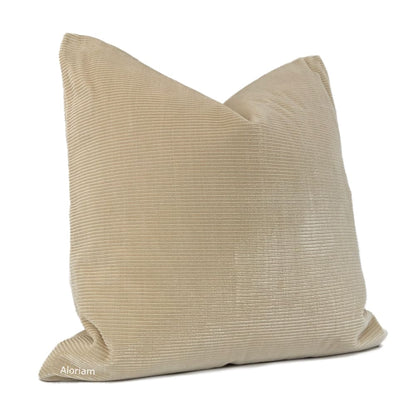 Irvine Buff Beige Ribbed Velvet Pillow Cover - Aloriam