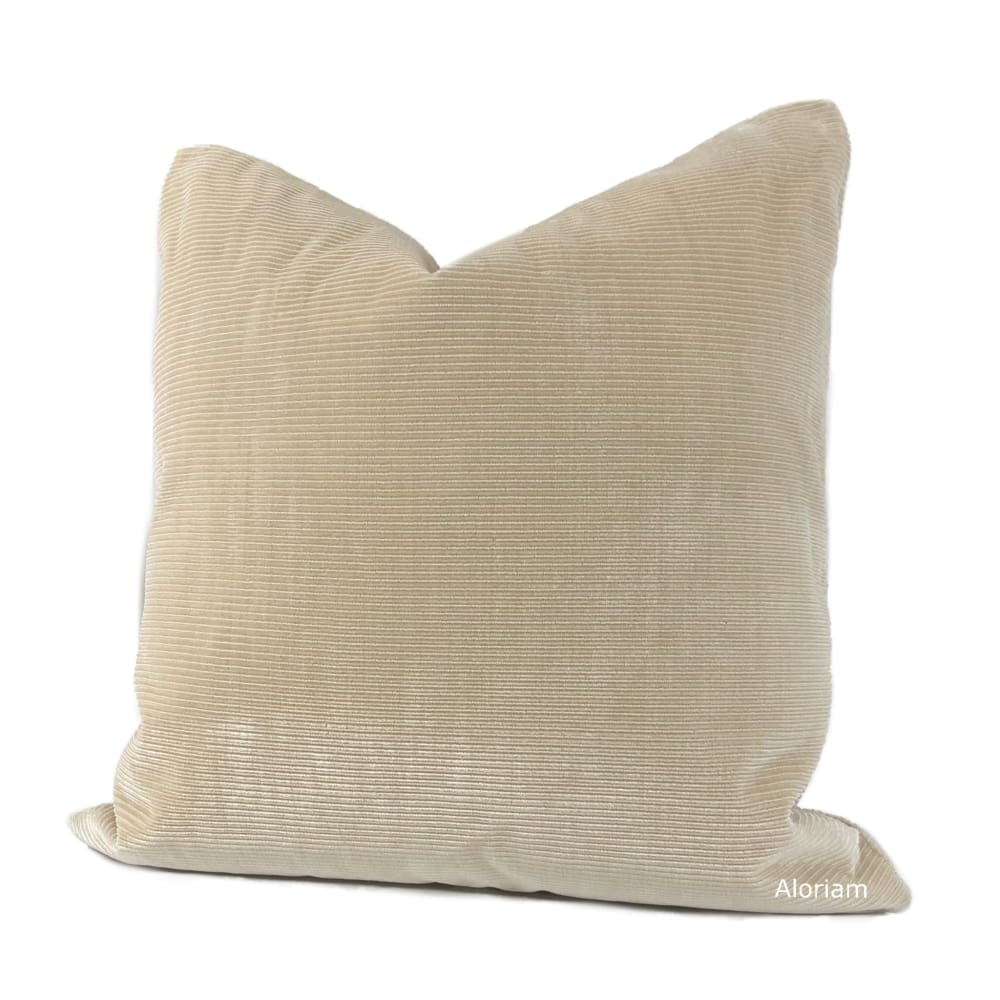 Irvine Buff Beige Ribbed Velvet Pillow Cover - Aloriam