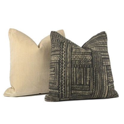 Irvine Buff Beige Ribbed Velvet Pillow Cover - Aloriam