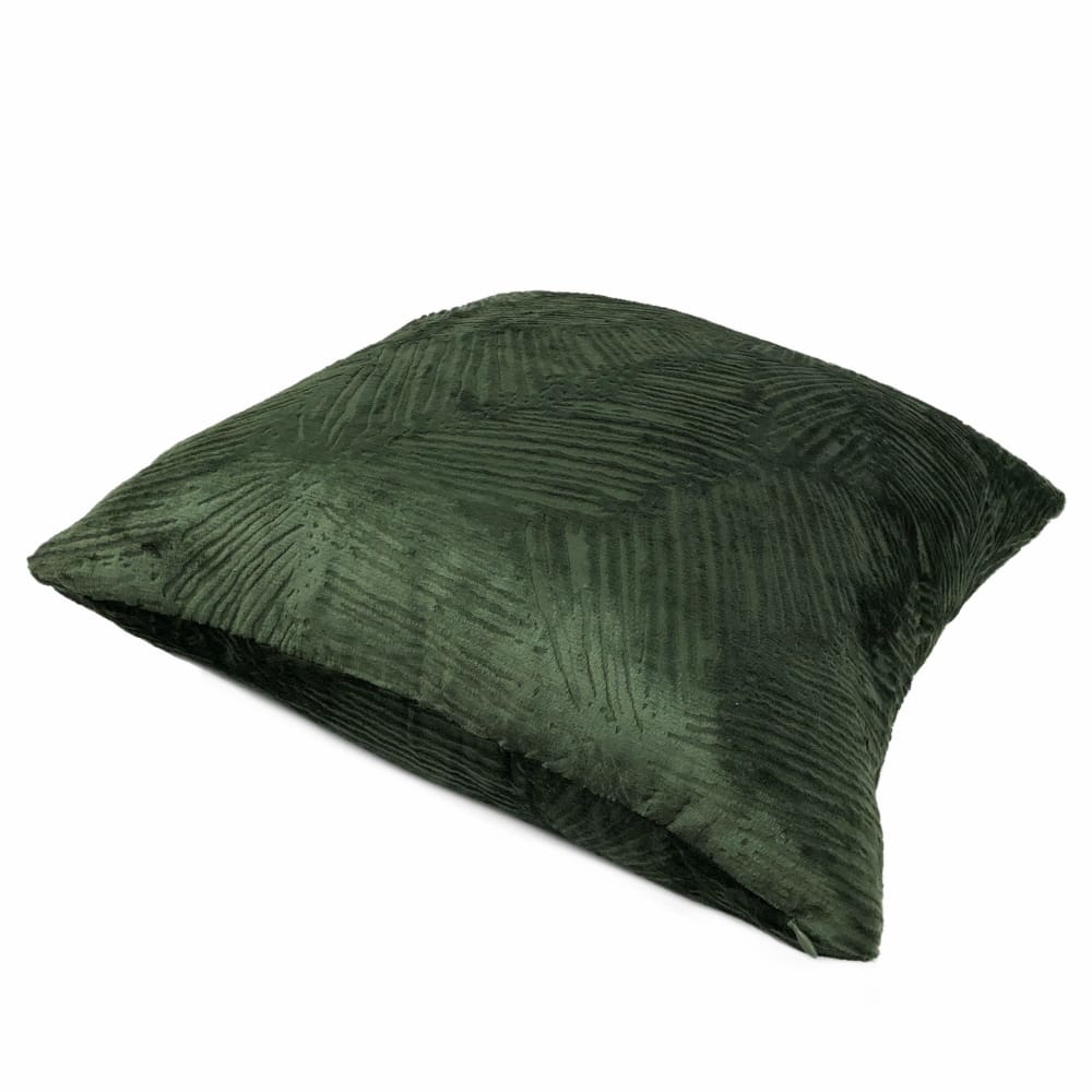 Isla Jungle Green Crosshatch Leaf Texture Velvet Pillow Cover - Aloriam