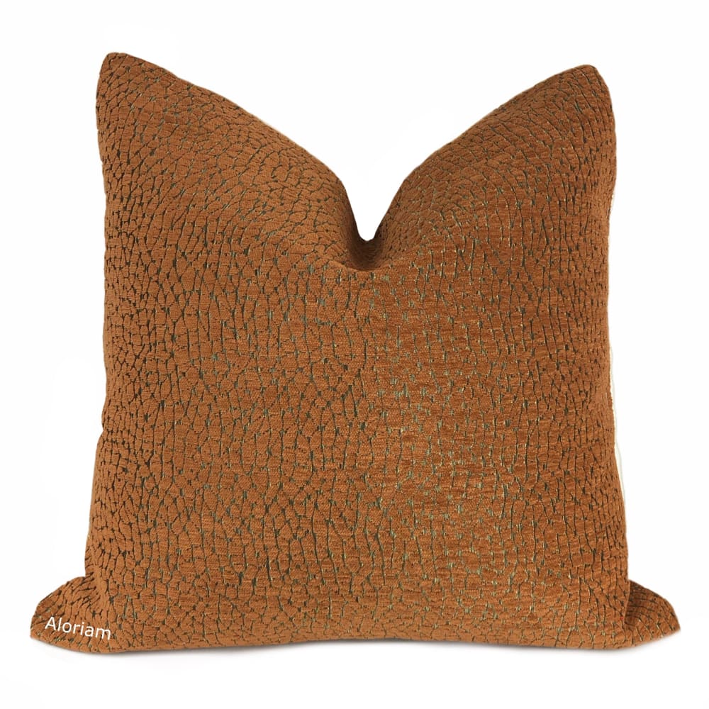 Ivan Cognac Brown Chenille Pillow Cover - Aloriam