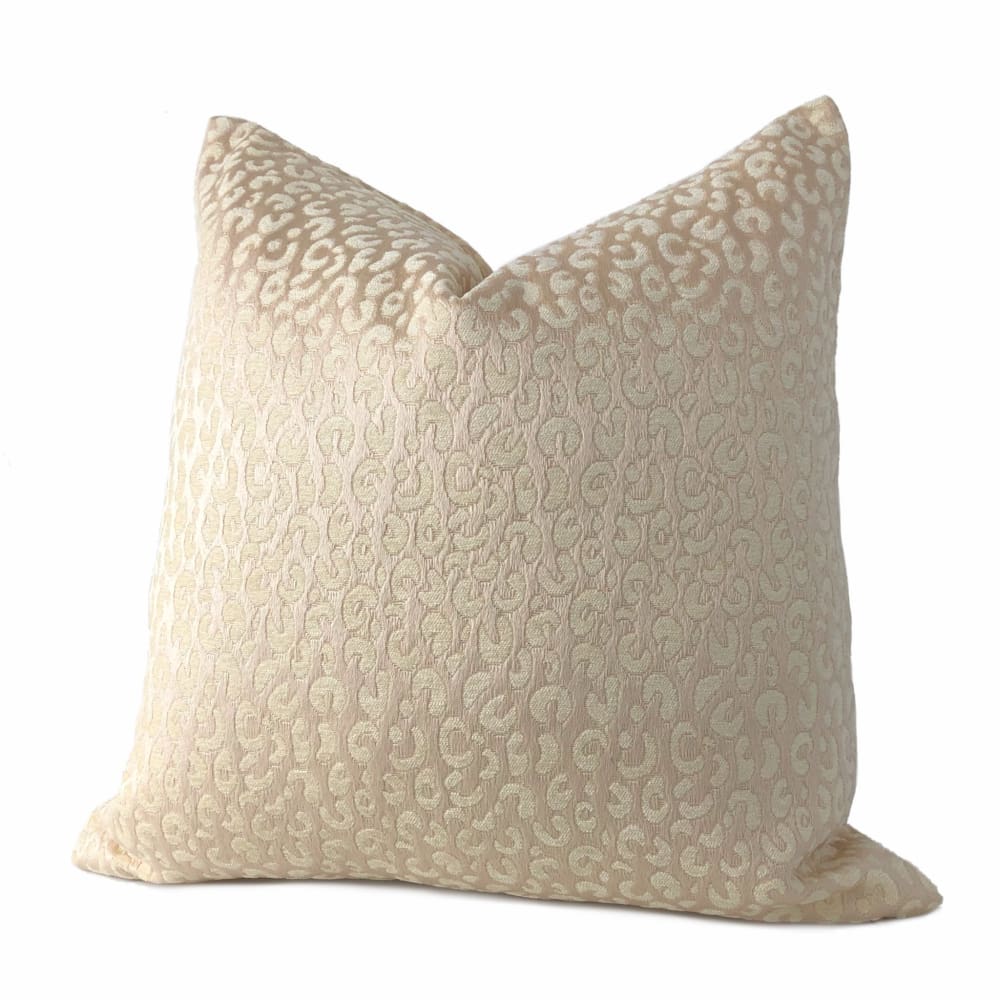 Ivory Faux Puma Leopard Print Pattern Pillow Cover - Aloriam