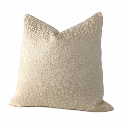 Ivory Faux Puma Leopard Print Pattern Pillow Cover - Aloriam