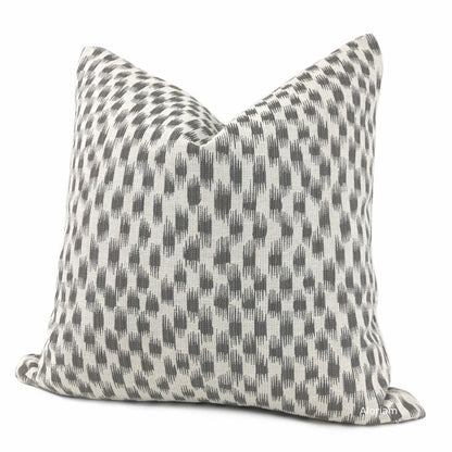 Izmir Gray Off-White Ikat Blocks Pillow Cover - Aloriam