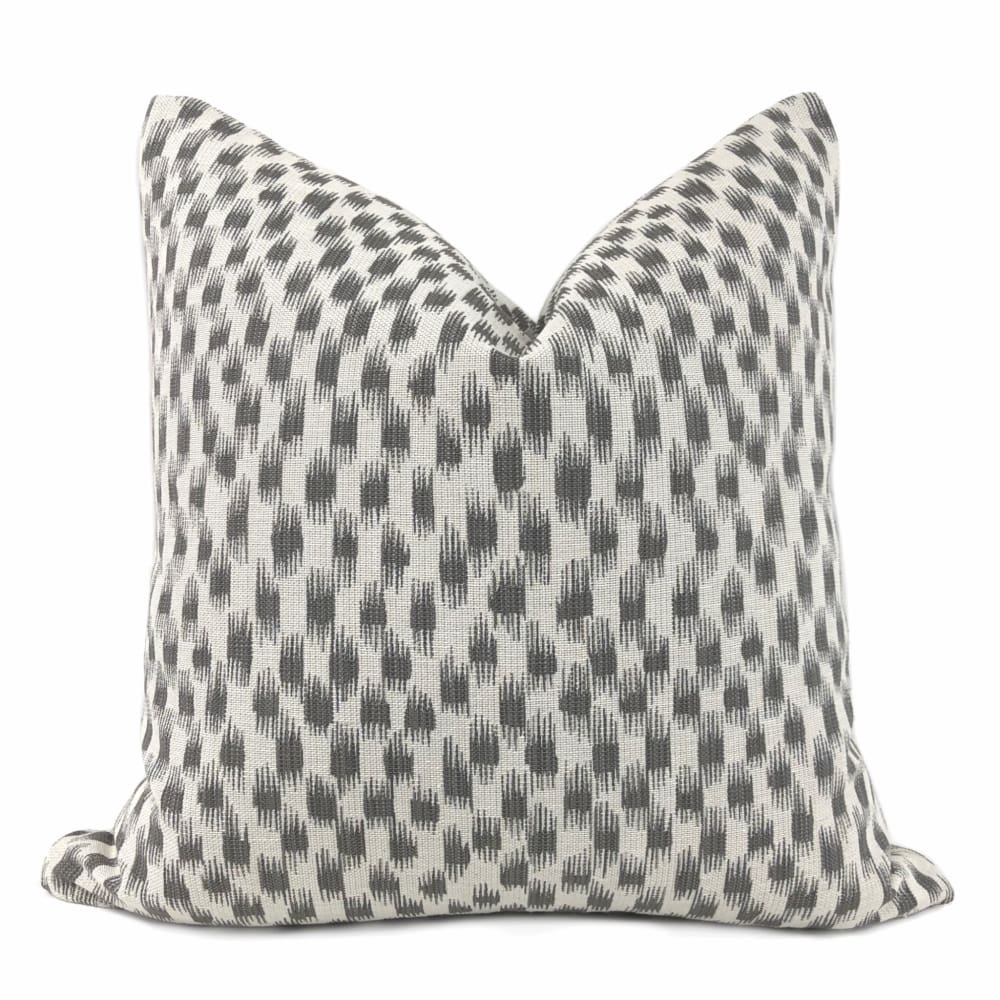 Izmir Gray Off-White Ikat Blocks Pillow Cover - Aloriam