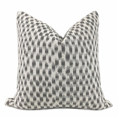 Izmir Gray Off-White Ikat Blocks Pillow Cover - Aloriam