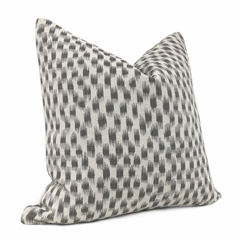 Izmir Gray Off-White Ikat Blocks Pillow Cover - Aloriam