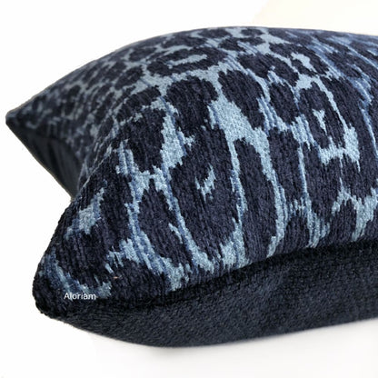 Jabari Blue Tonal Leopard Chenille Pillow Cover - Aloriam