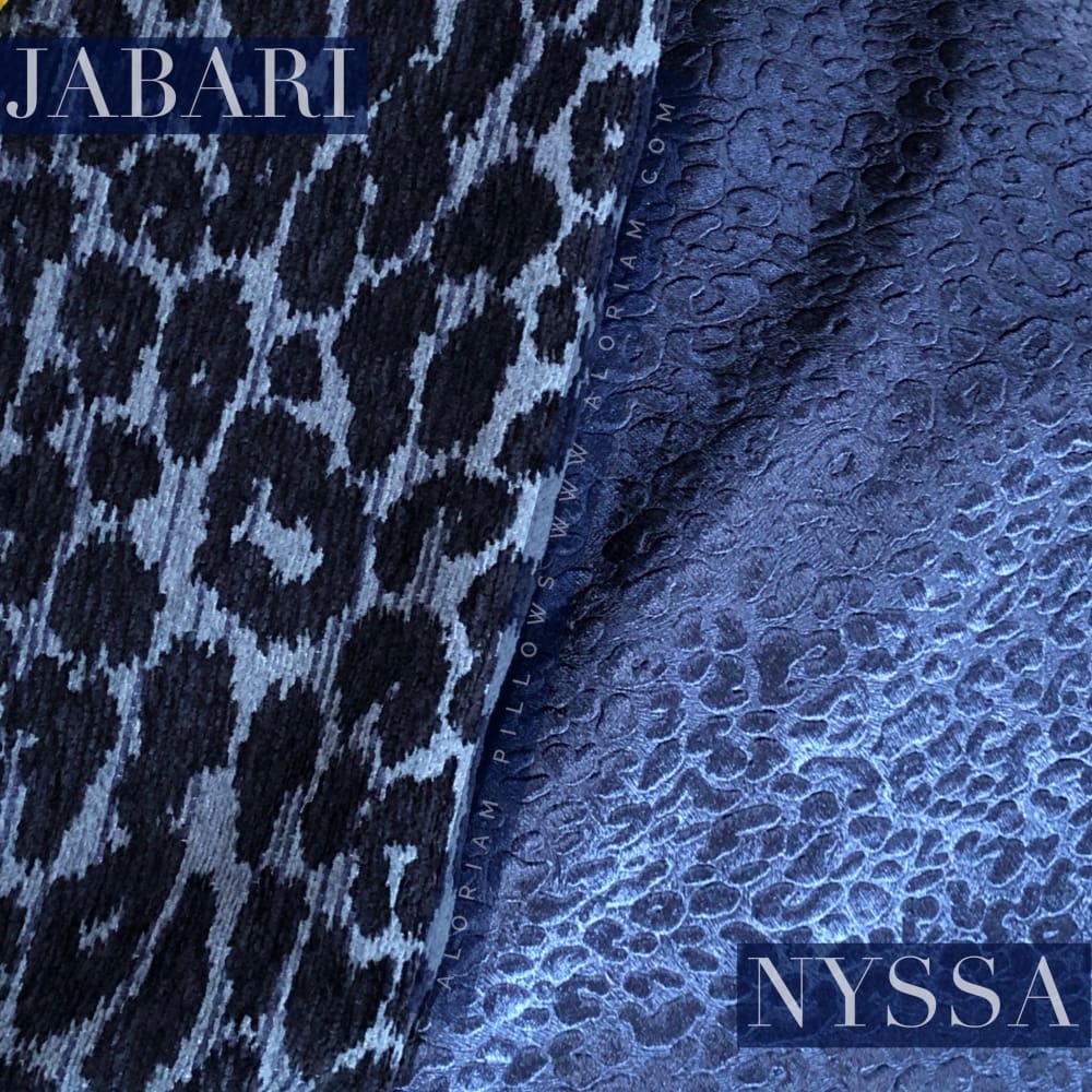 Jabari Blue Tonal Leopard Chenille Pillow Cover - Aloriam