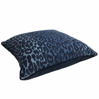 Jabari Blue Tonal Leopard Chenille Pillow Cover - Aloriam