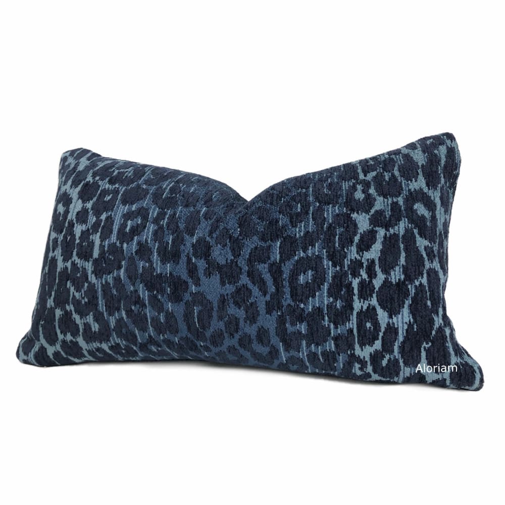 Jabari Blue Tonal Leopard Chenille Pillow Cover - Aloriam