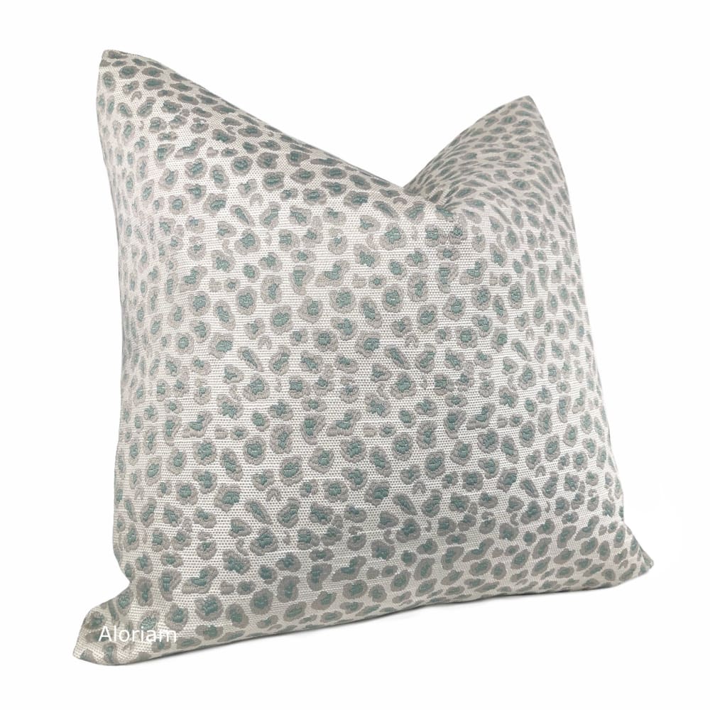 Jaclyn Mineral Green Gray Leopard Spot Pillow Cover - Aloriam