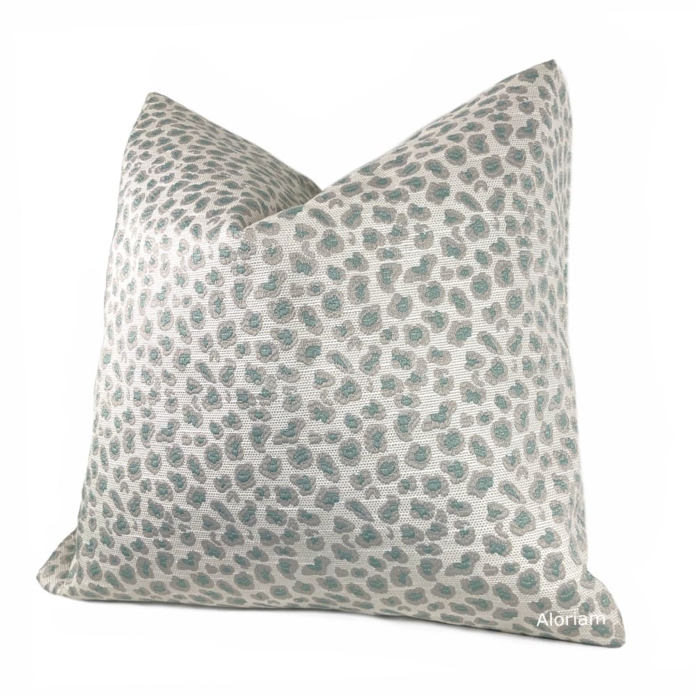 Jaclyn Mineral Green Gray Leopard Spot Pillow Cover - Aloriam