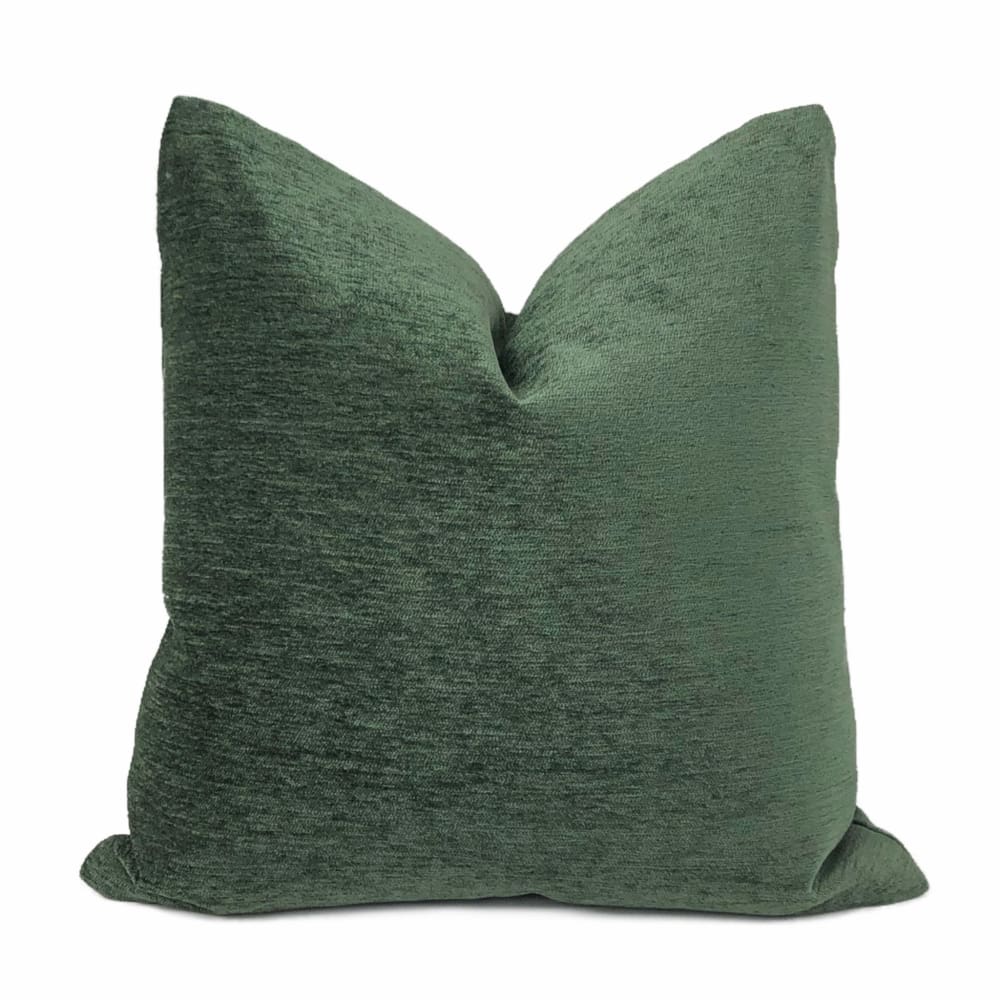 Jacob Solid Forest Green Chenille Pillow Cover - Aloriam