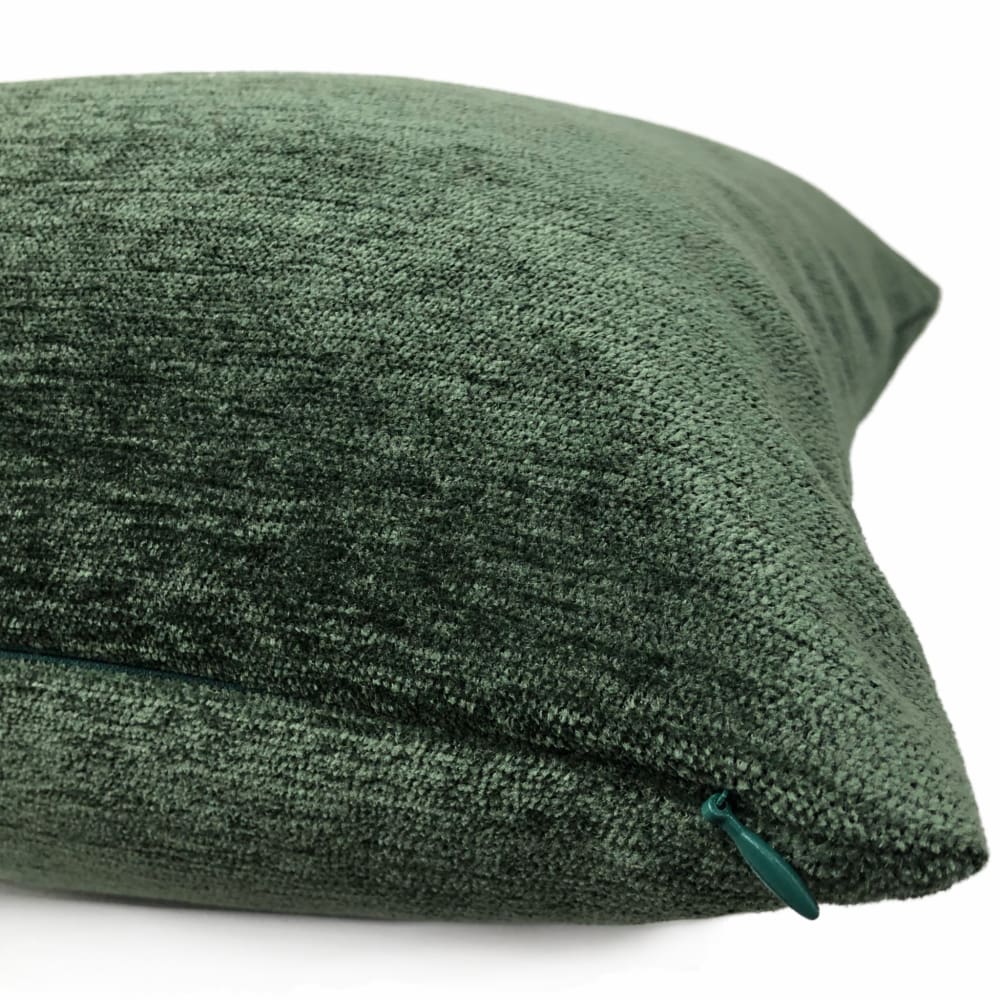 Jacob Solid Forest Green Chenille Pillow Cover - Aloriam