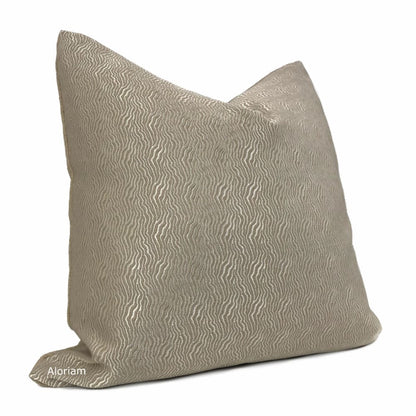 Jentry Haze Taupe Grayish Brown Abstract Wavy Lines Pillow Cover (Kravet Candice Olson fabric) - Aloriam