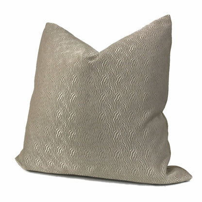 Jentry Haze Taupe Grayish Brown Abstract Wavy Lines Pillow Cover (Kravet Candice Olson fabric) - Aloriam