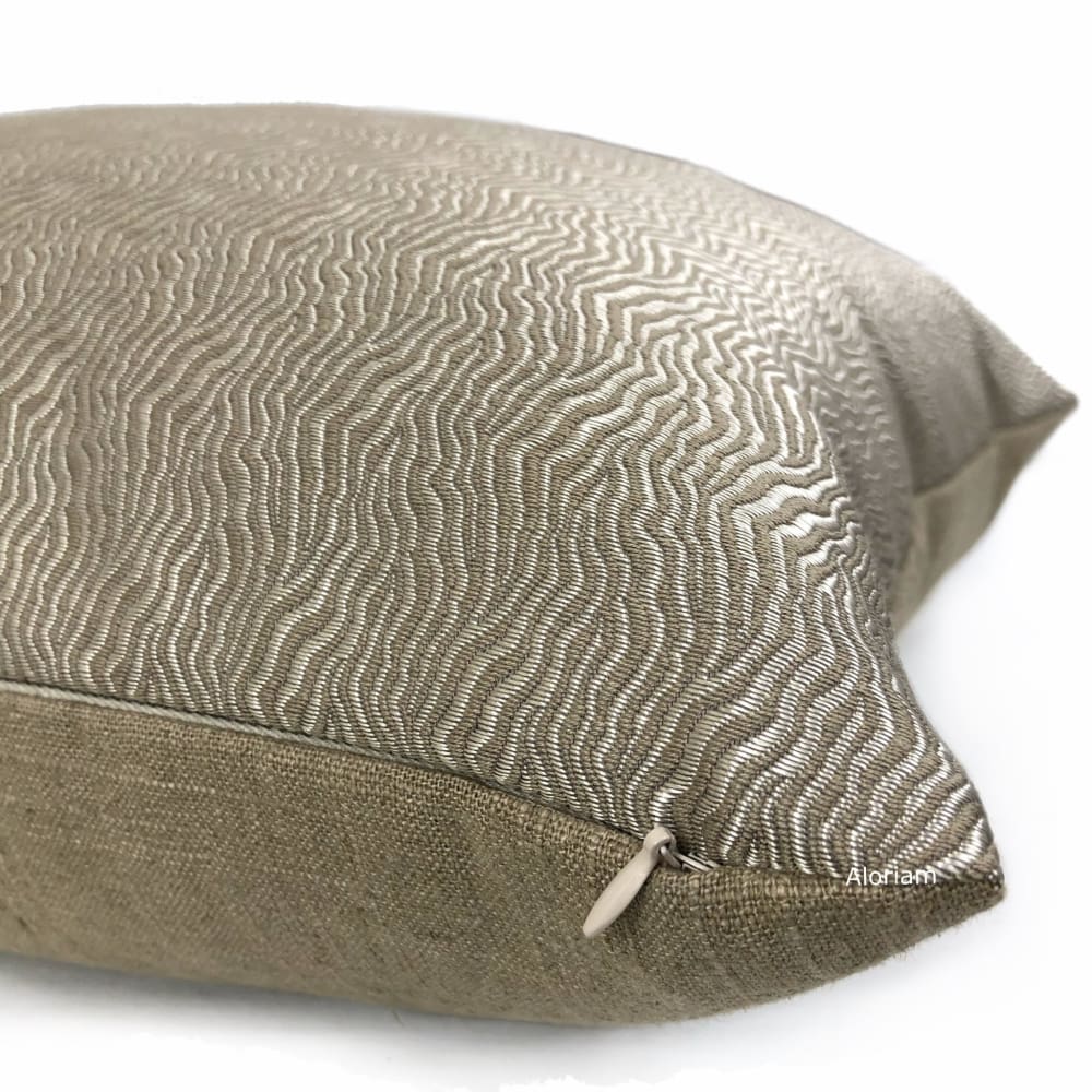 Jentry Haze Taupe Grayish Brown Abstract Wavy Lines Pillow Cover (Kravet Candice Olson fabric) - Aloriam