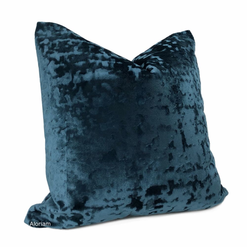 Kael Dark Blue Abstract Distressed Tonal Velvet Pillow Cover - Aloriam