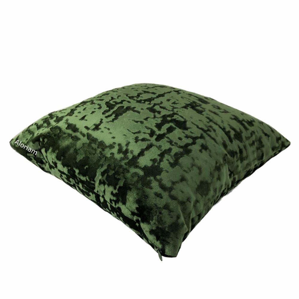 Kael Dark Green Abstract Distressed Tonal Velvet Pillow Cover - Aloriam