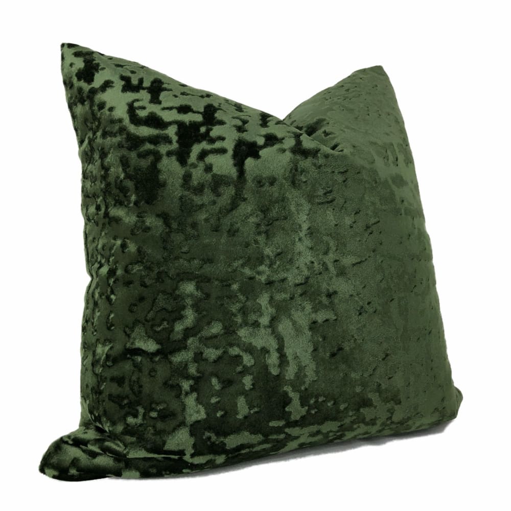 Kael Dark Green Abstract Distressed Tonal Velvet Pillow Cover - Aloriam