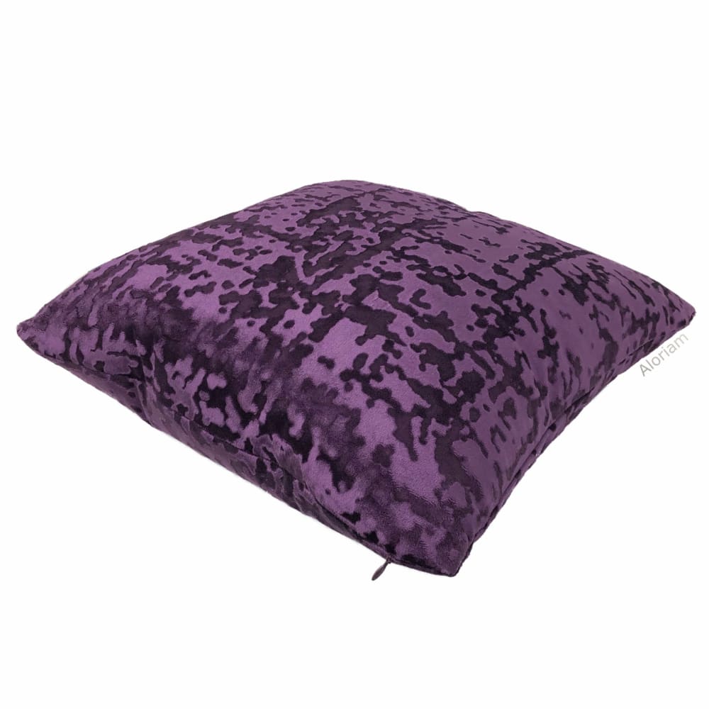 Kael II Grape Purple Abstract Distressed Tonal Velvet Pillow Cover - Aloriam