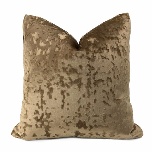 Kael Sable Brown Abstract Distressed Tonal Velvet Pillow Cover - Aloriam