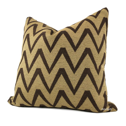 Kalahari Brown Tan Chevron Pillow Cover (Brunschwig & Fils fabric) - Aloriam