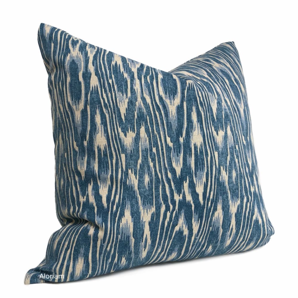 Kauri Blue Beige Faux Bois Print Pillow Cover - Aloriam