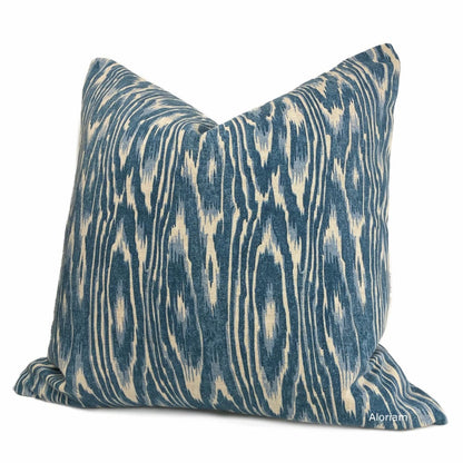 Kauri Blue Beige Faux Bois Print Pillow Cover - Aloriam