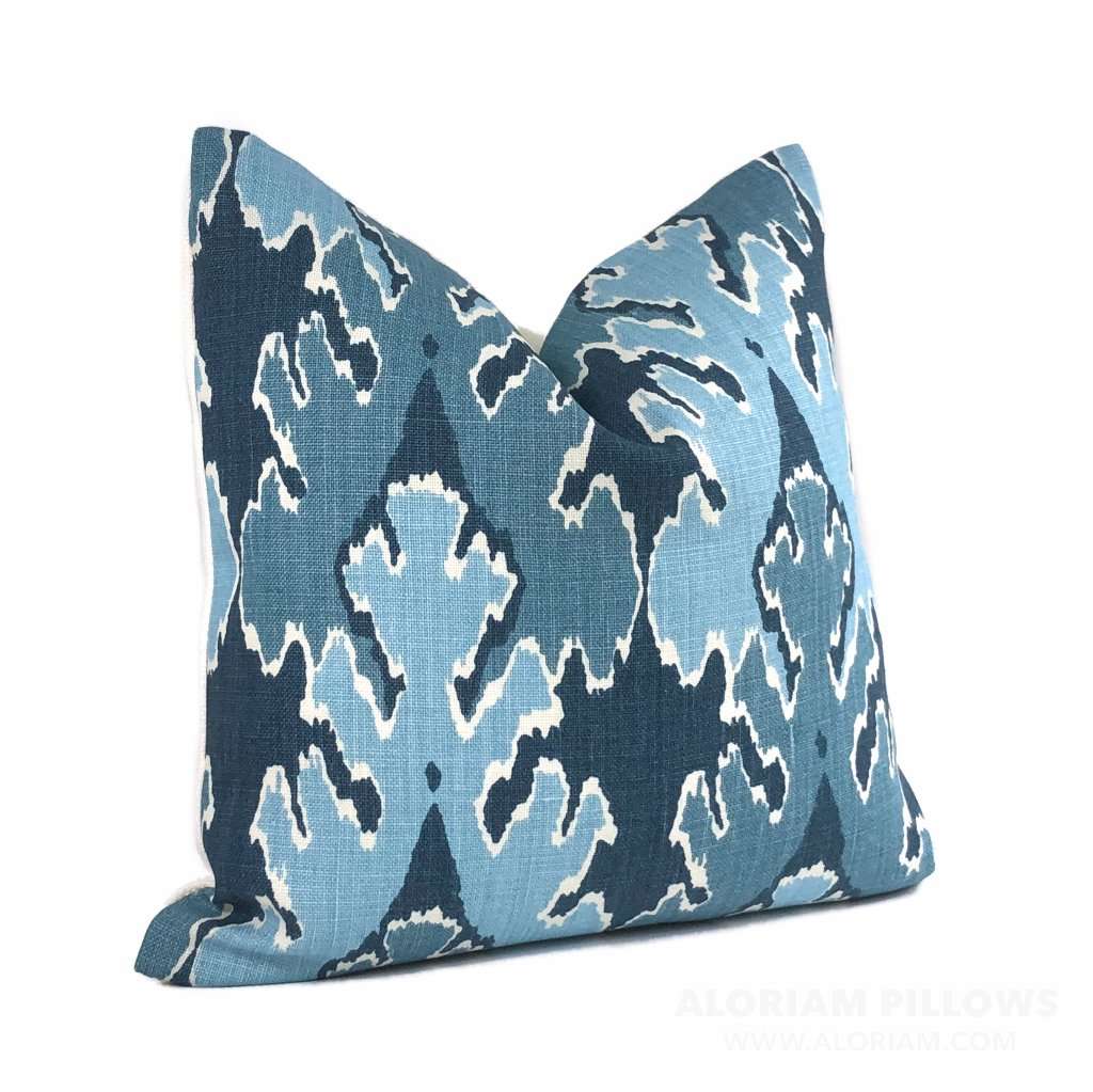 Kelly Wearstler Bengal Bazaar Teal Blue Linen Pillow Cover Cushion Pillow Case Euro Sham 16x16 18x18 20x20 22x22 24x24 26x26 28x28 Lumbar Pillow 12x18 12x20 12x24 14x20 16x26 by Aloriam