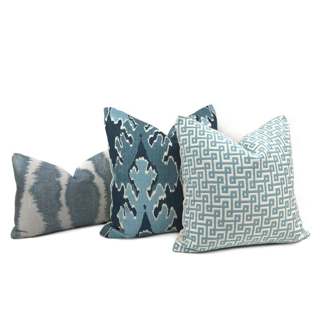 Kelly Wearstler Bengal Bazaar Teal Blue Linen Pillow Cover Cushion Pillow Case Euro Sham 16x16 18x18 20x20 22x22 24x24 26x26 28x28 Lumbar Pillow 12x18 12x20 12x24 14x20 16x26 by Aloriam